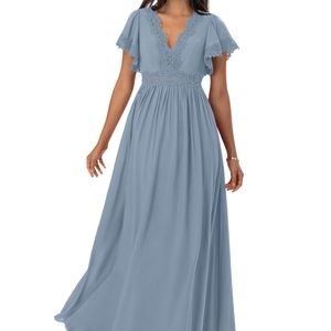 Tulum style Azazie dress in dusty blue size 10